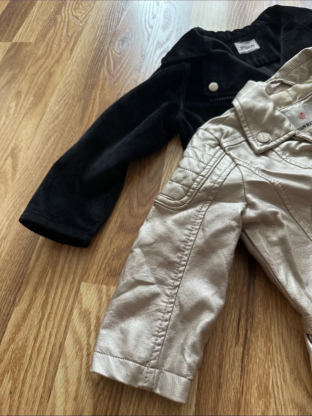 Urban Republic Girls Metallic Silver and Black Moto Jackets Set